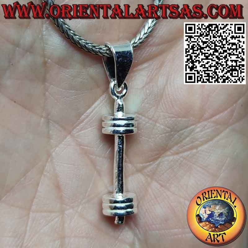 Colgante de plata en forma de mancuerna (barra) herramienta de gimnasia