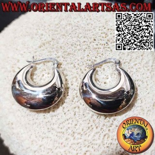 Boucles d'oreilles en argent, cercles croissants lisses arrondis 25 mm Ø (levier)