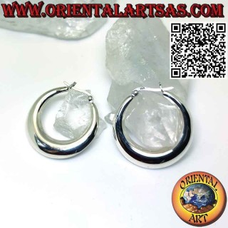 Orecchini in argento, cerchi lisci a mezzaluna da 30 mm Ø (leva)
