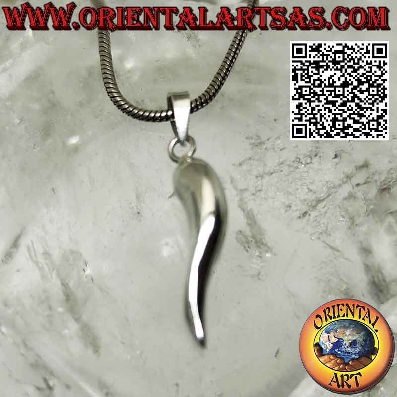 Silver pendant with lucky horn against evil eye and bad luck