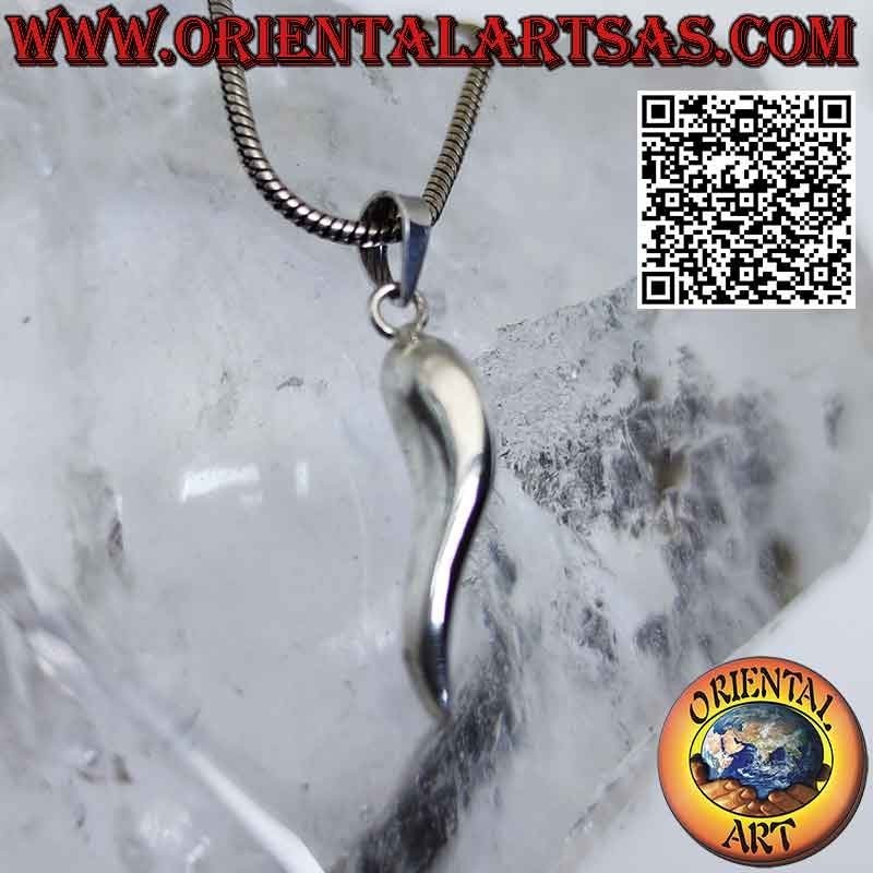 Colgante de plata con cuerno de la suerte contra el mal de ojo y la mala suerte