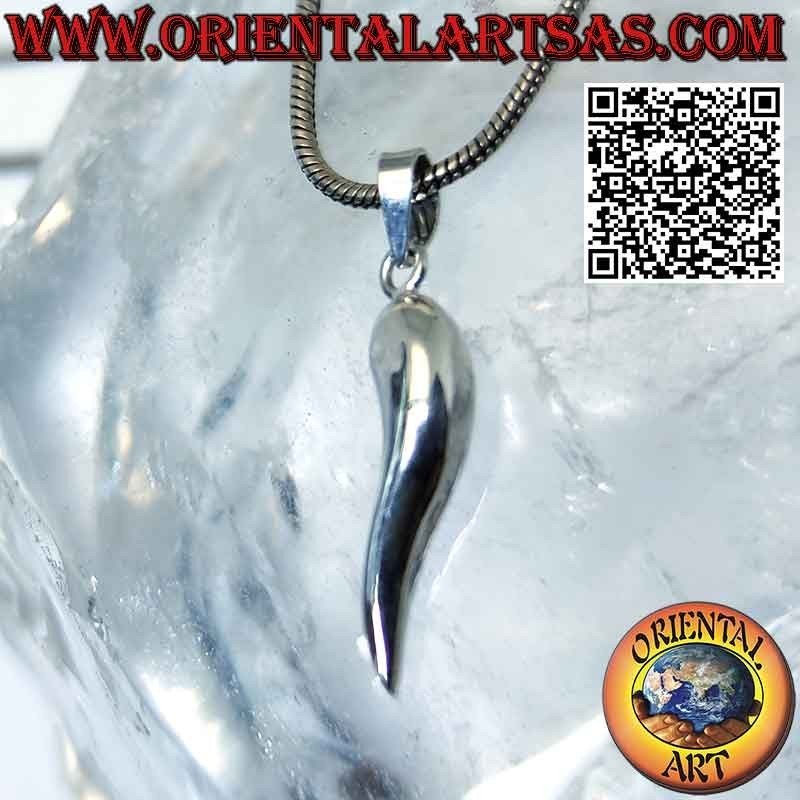 Silver pendant with lucky horn against evil eye and bad luck