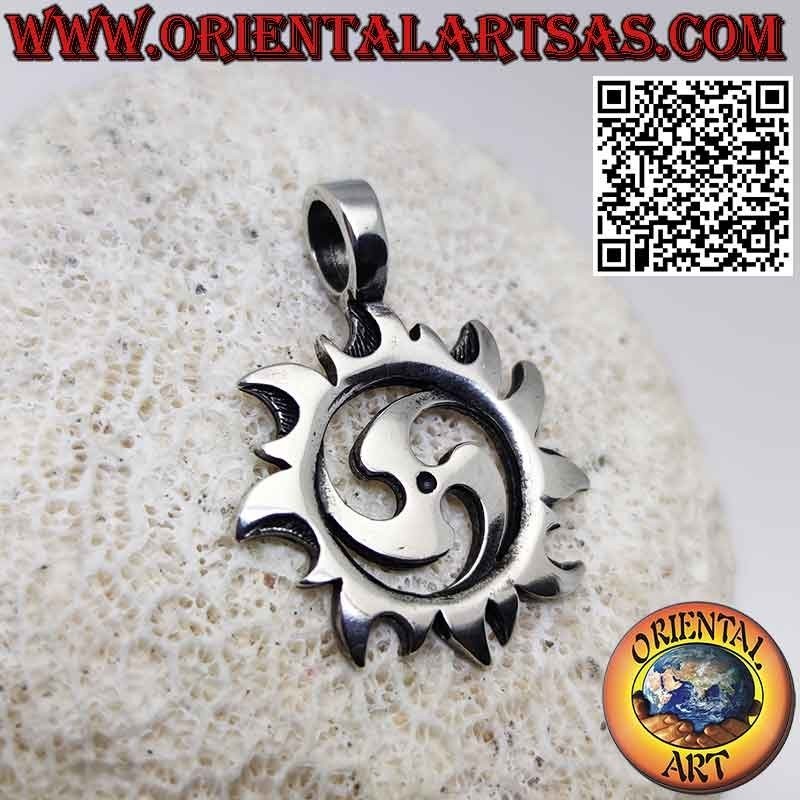 Solar Tomoe silver pendant also called mitsu-domoe