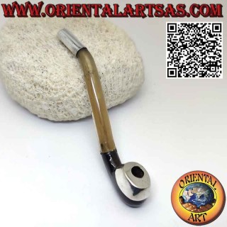 Boquilla de pipa para cigarrillos en cuerno de buey e inserciones de plata 925 ‰