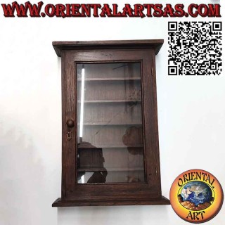 Vitrina de pared estrecha en madera de teca maciza