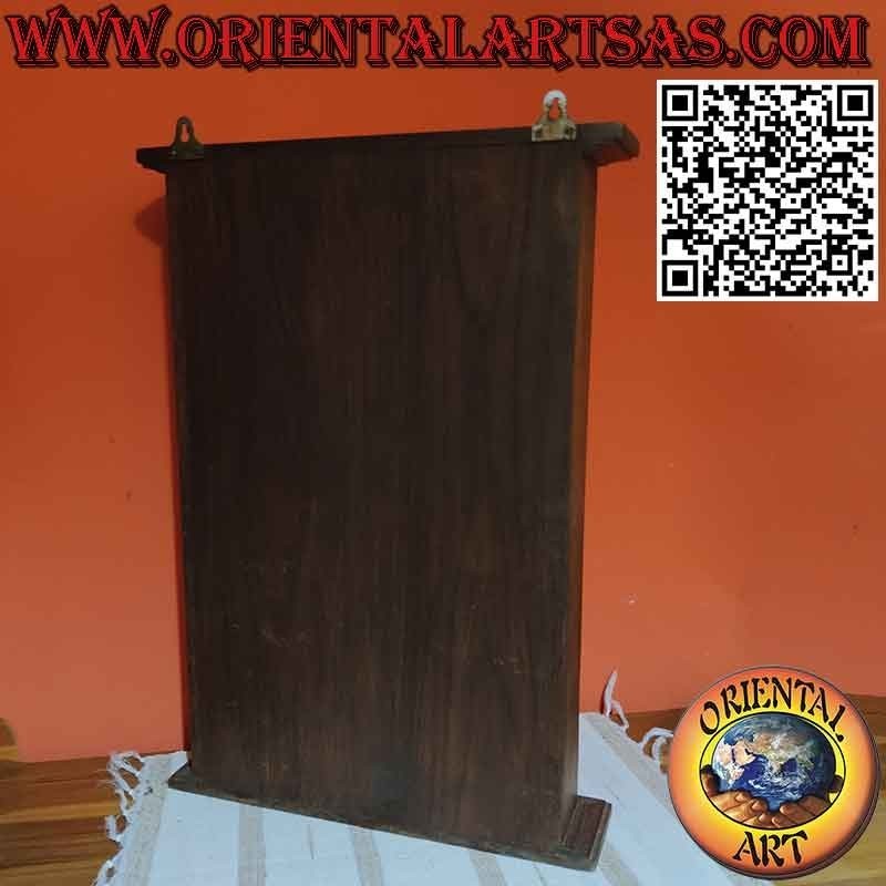 Vitrina de pared estrecha en madera de teca maciza