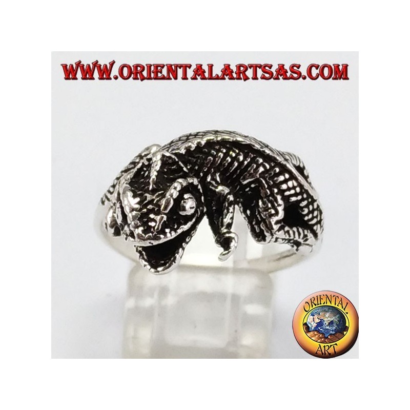 Bague en argent gecko