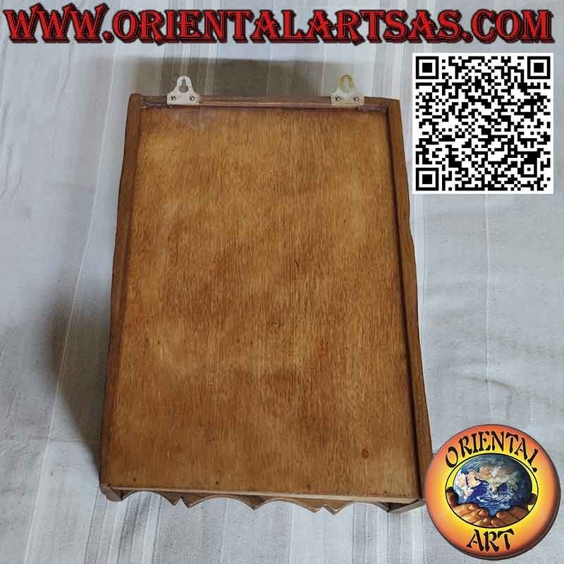 Notice board with two doors, a shelf and a drawer in antique teak wood