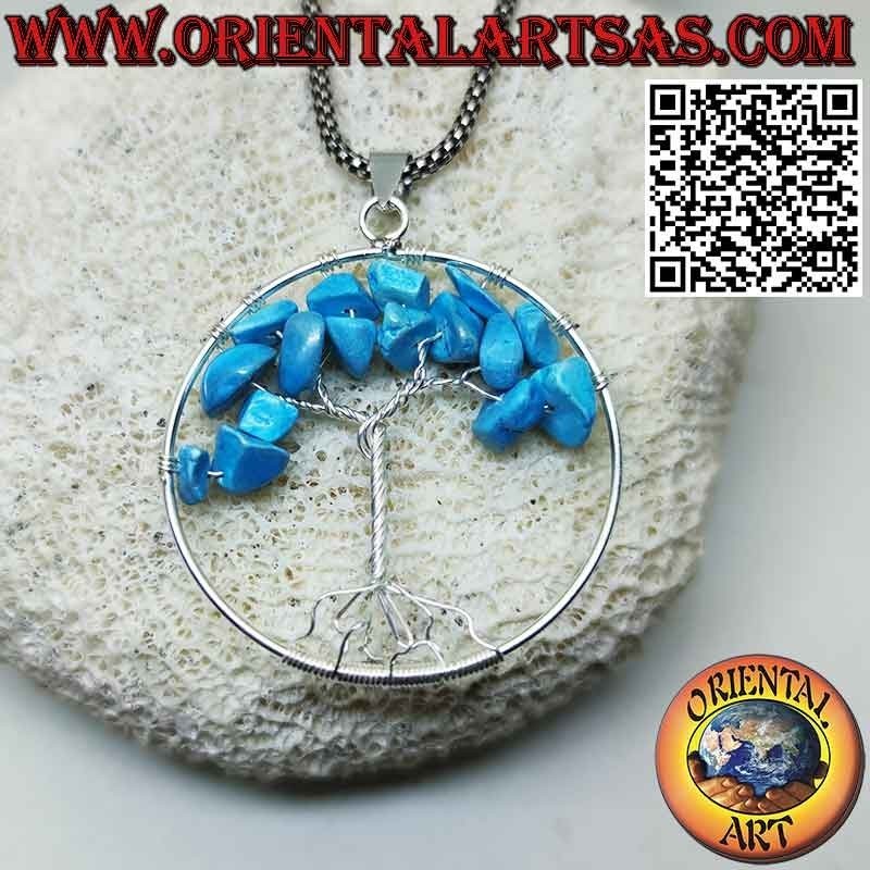 Colgante árbol de la vida de plata con piedras semipreciosas mm. 40 Ø