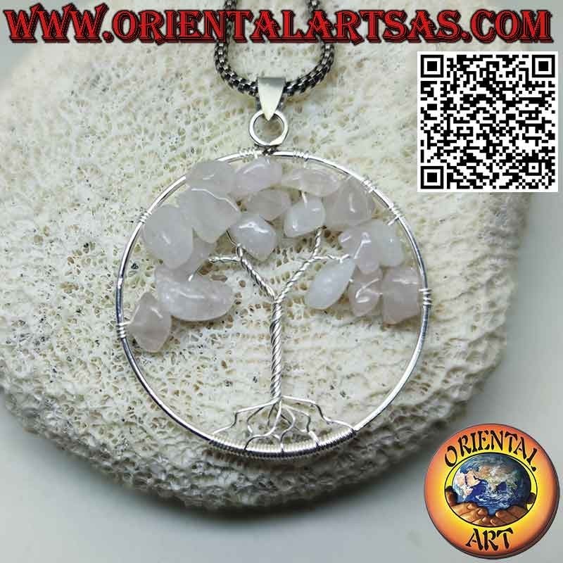 Colgante árbol de la vida de plata con piedras semipreciosas mm. 40 Ø