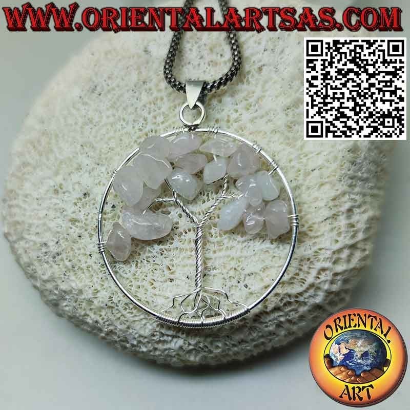 Tree of life silver pendant with semi-precious stones mm. 40 Ø