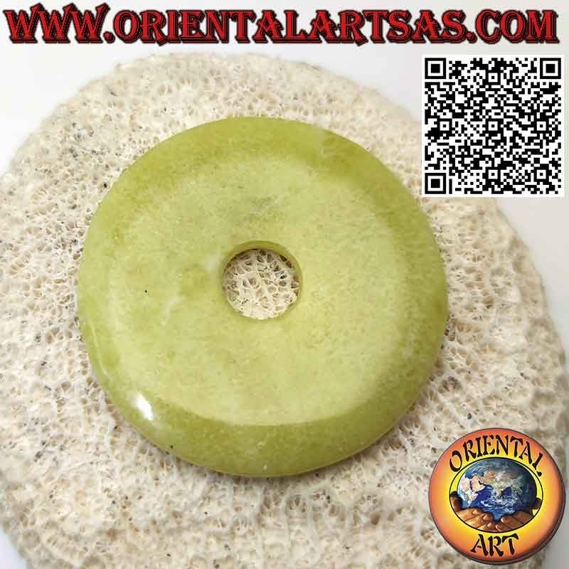 Pendentif Lemon Jade Disc/Donut (50 mm. Ø, cordon inclus)