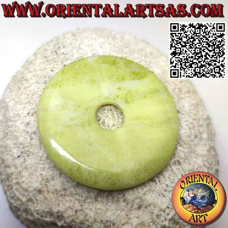 Colgante Disco/Donut de Jade Limón (Incluye cordón de 50 mm. Ø)