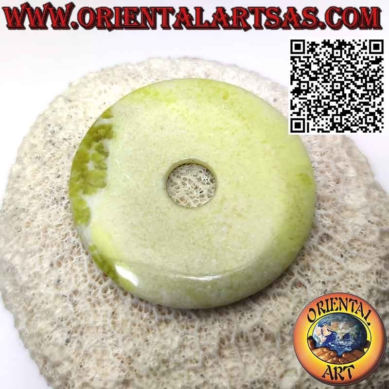 Colgante Disco/Donut de Jade Limón (Incluye cordón de 50 mm. Ø)