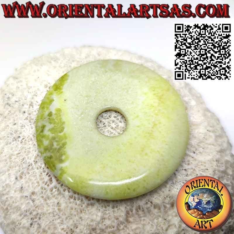 Lemon Jade Disc/Donut Pendant (50 mm. Ø cord included)