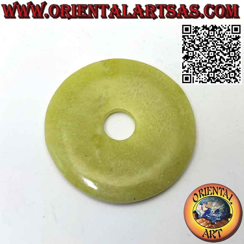 Lemon Jade Disc/Donut Pendant (50 mm. Ø cord included)