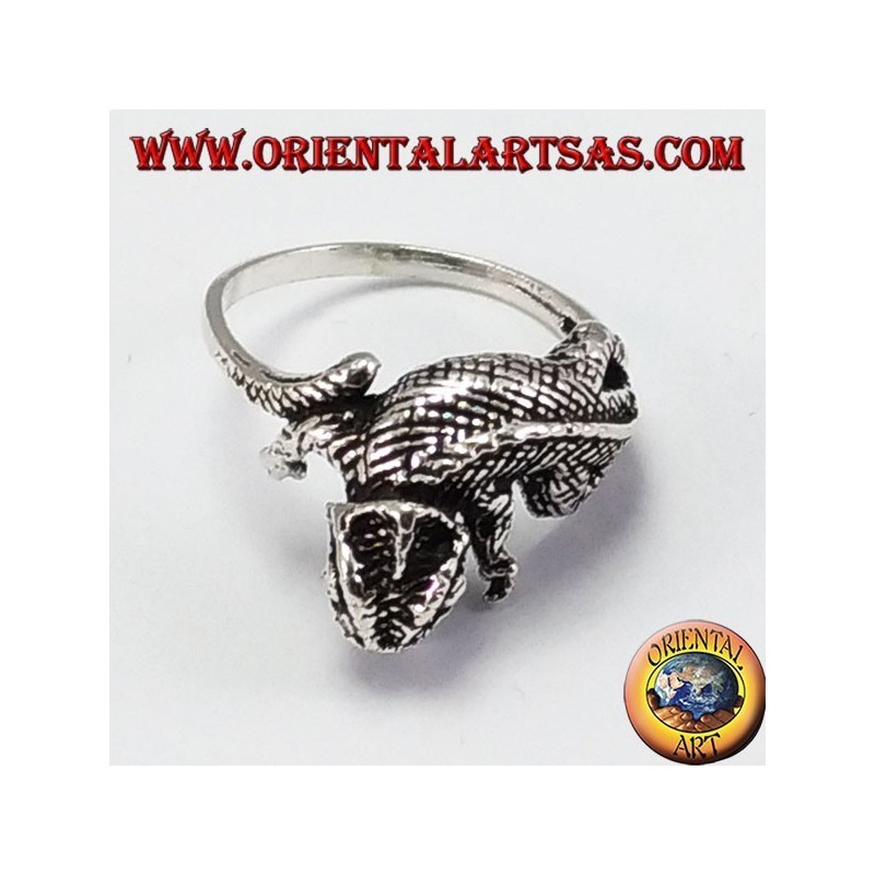 Gecko silver ring
