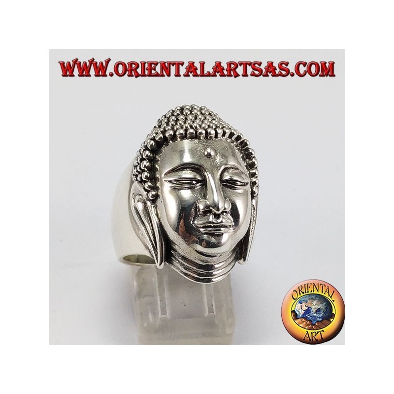 Silver Buddha head ring