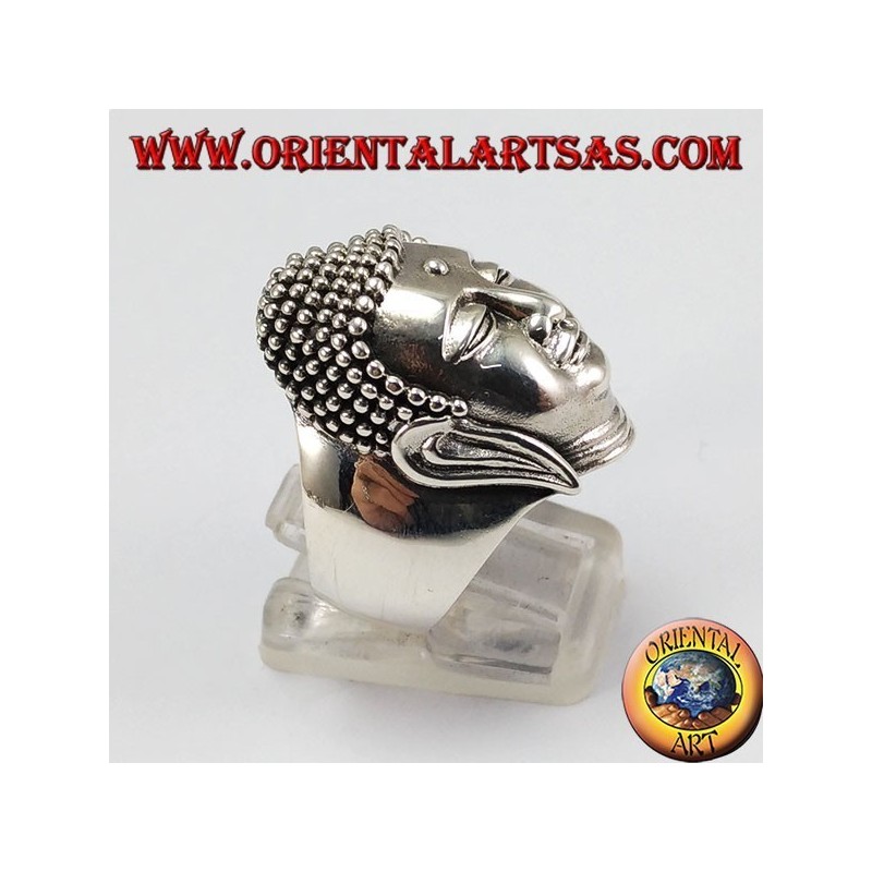 Cabeza de Buda de anillo de plata