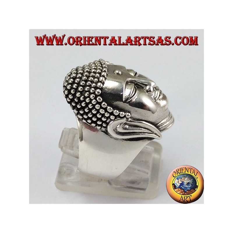 Silver Buddha head ring