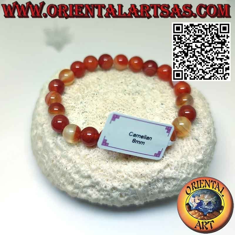Pulsera Cornalina Natural 8mm Elástica | Energía y Estilo