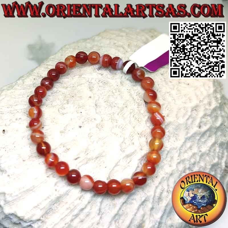 Pulsera de cuentas de cornalina natural, 6 mm (elástica)