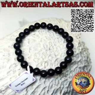 Bracciale di sfere di ossidiana naturale da 8 mm (elastico)