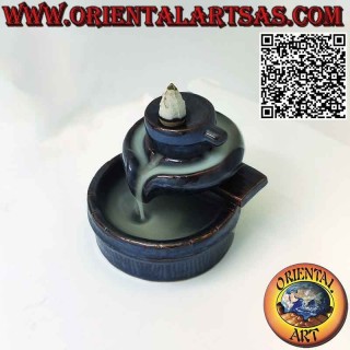 Bruciatore per incensi a cono " sivalingam "  reflusso di fumo effetto cascata , in ceramica