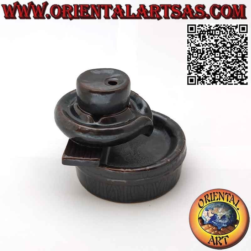 Cone incense burner " sivalingam " smoke reflux waterfall effect, in ceramic