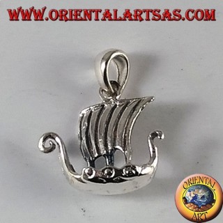 Silver Pendant Viking Sailing Ship, Drakkar