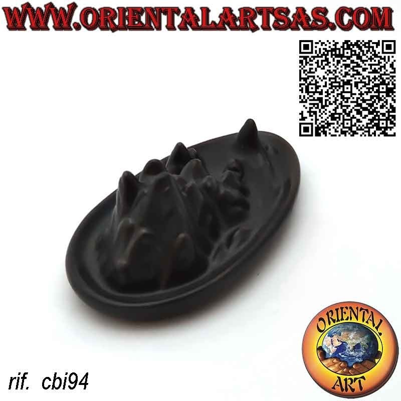 Backflow burner for incense cone mountain cascade of smoke, in ceramic