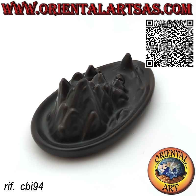 Backflow burner for incense cone mountain cascade of smoke, in ceramic