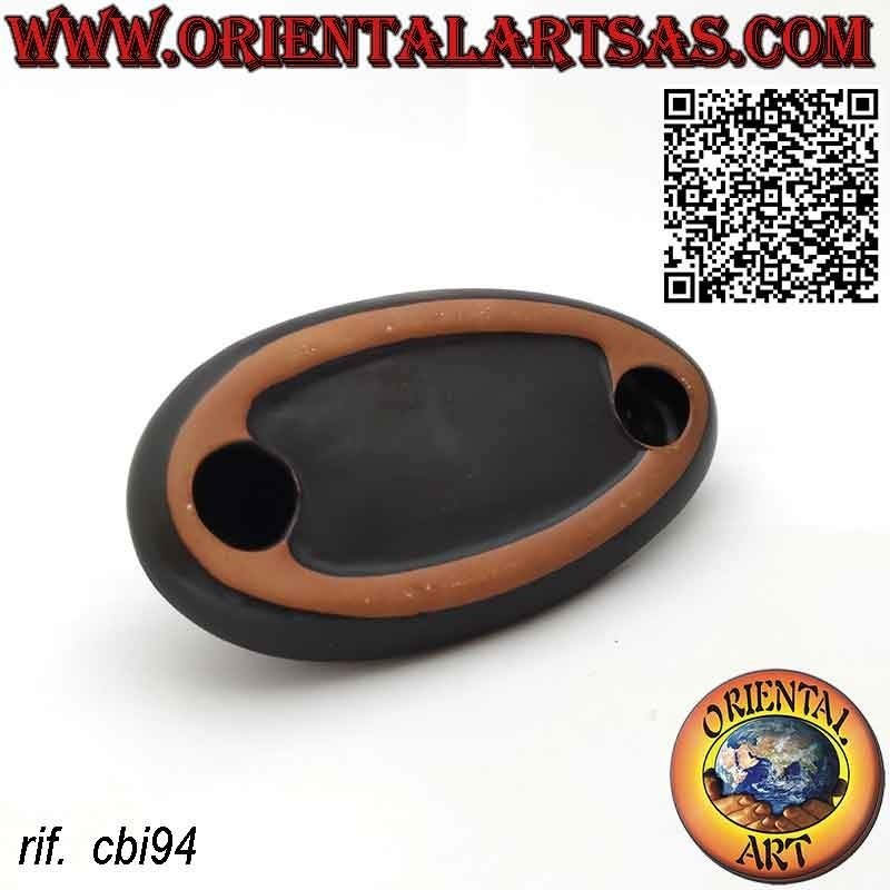 Backflow burner for incense cone mountain cascade of smoke, in ceramic