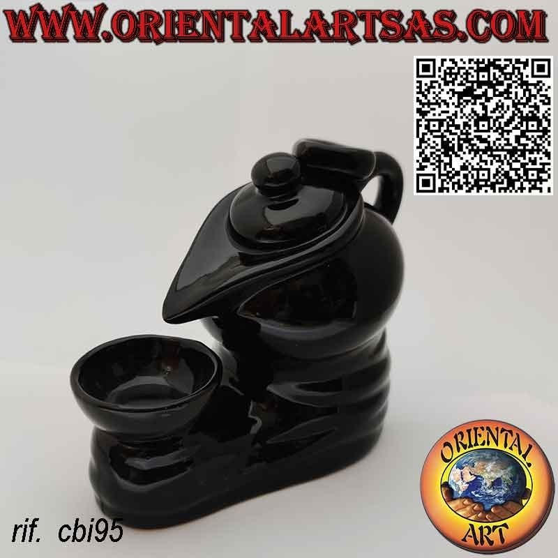 Backflow burner for incense cone the teapot, in ceramic cascade of smoke