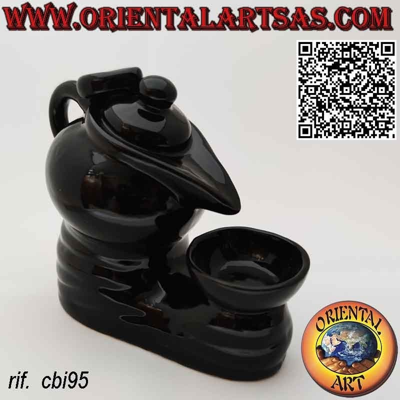 Backflow burner for incense cone the teapot, in ceramic cascade of smoke