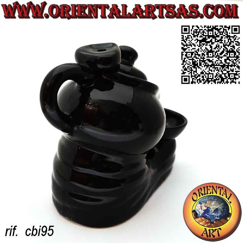 Bruciatore reflusso per incensi a cono la teiera , in ceramica cascata di fumo