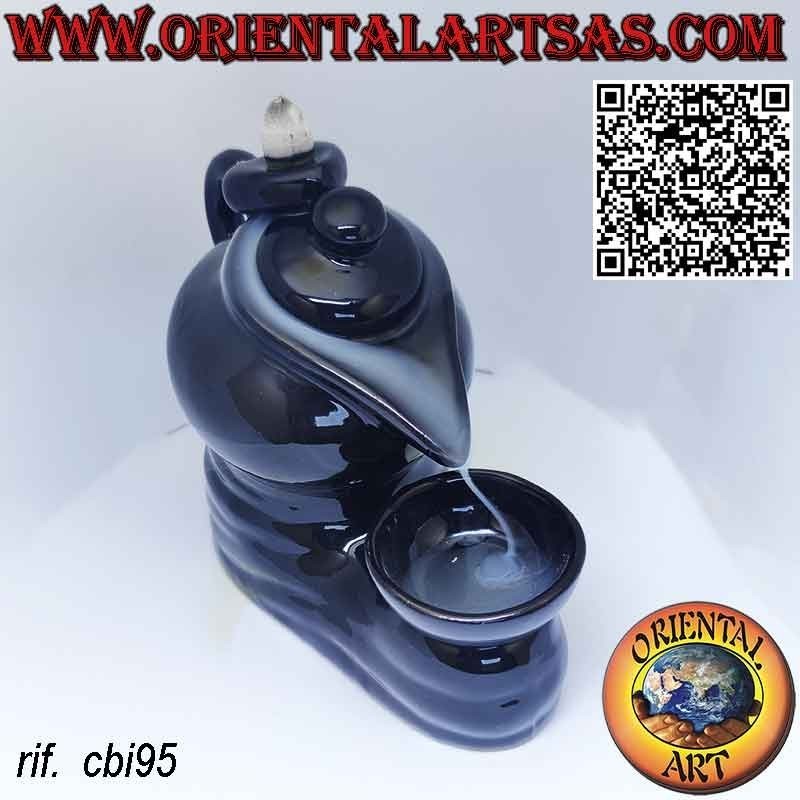 Bruciatore reflusso per incensi a cono la teiera , in ceramica cascata di fumo
