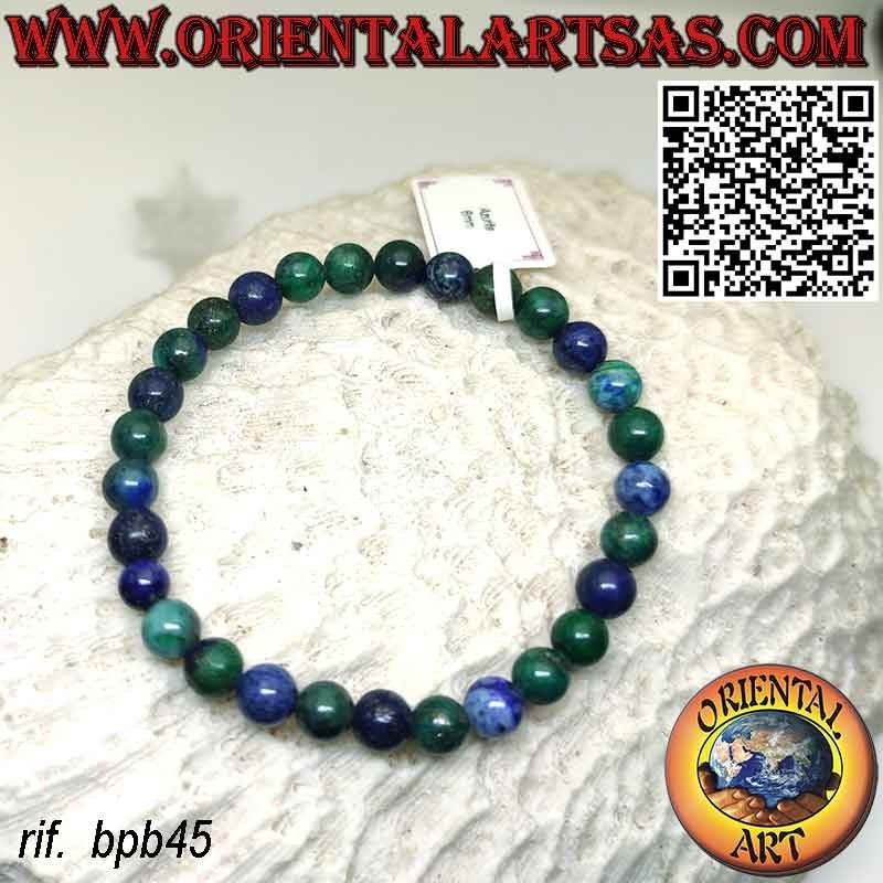 Bracciale Azzurrite Naturale 6mm Elastico | Eleganza Naturale