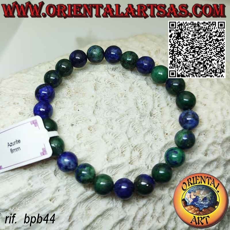 Natural Azurite 8mm Elastic Beaded Bracelet