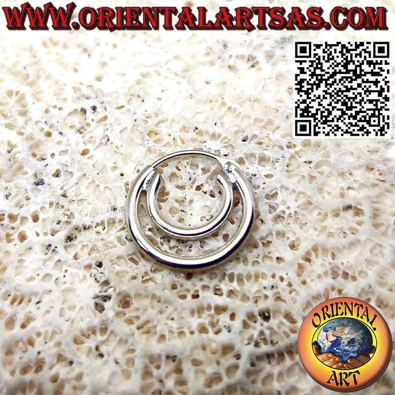 Simple smooth double circle silver earrings classic closure