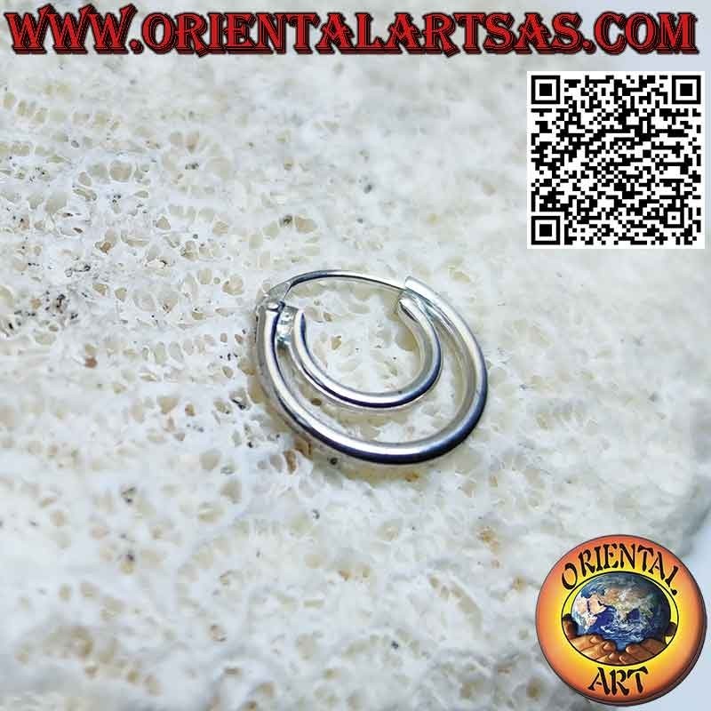 Pendientes sencillos lisos doble aro plata cierre clasico