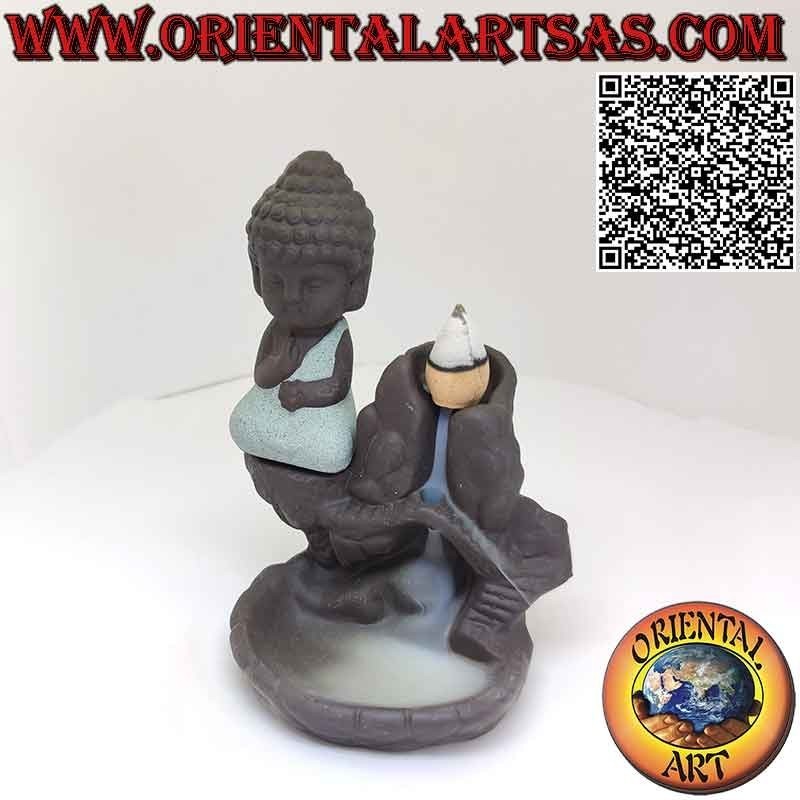Rückflussbrenner für Räucherstäbchen mit kleinem Buddha-Kegel, in keramischer Rauchkaskade