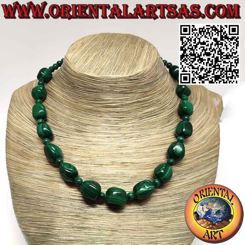 Malachit Naturkette mit Kugeln & Trommelsteinen | Oriental Art