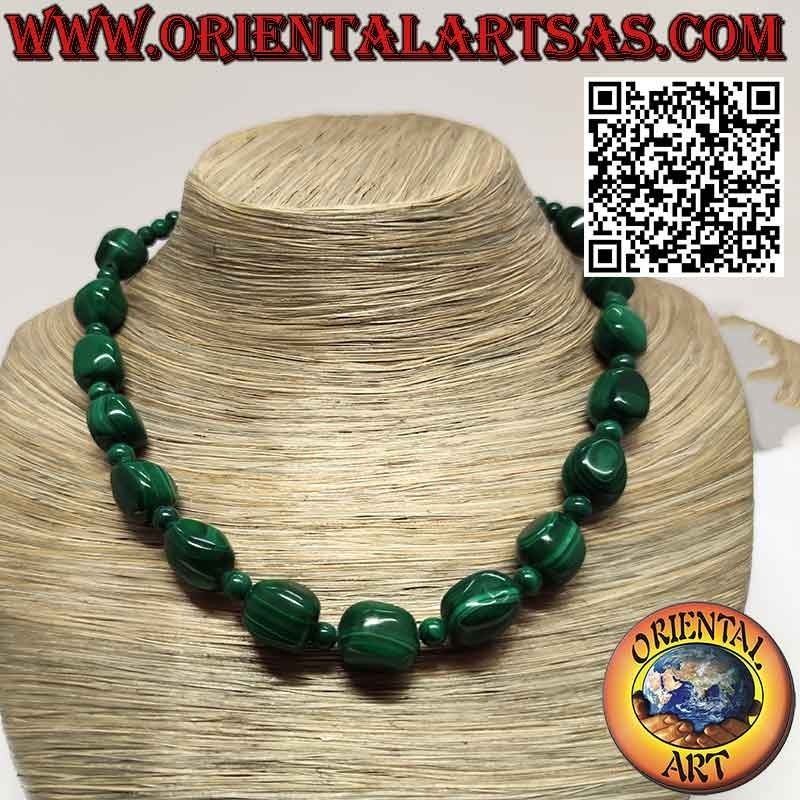 Malachit Naturkette mit Kugeln & Trommelsteinen | Oriental Art