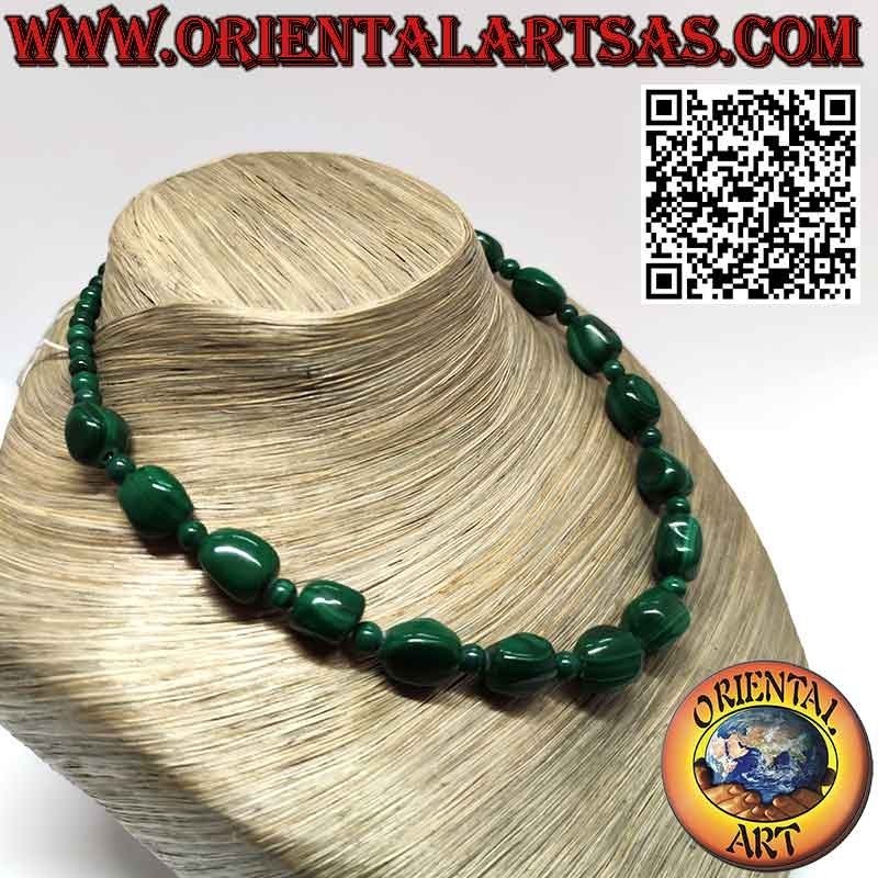 Collar Malaquita Natural, Cuentas de Guijarro y Esferas | Oriental Art