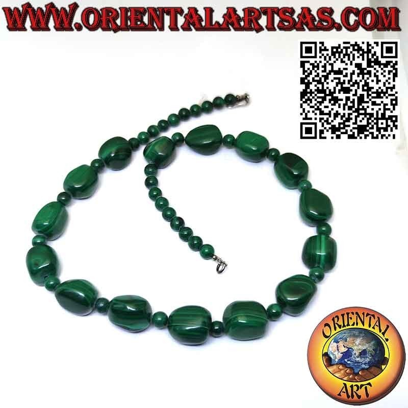 Natural Malachite Pebble & Sphere Necklace | Oriental Art