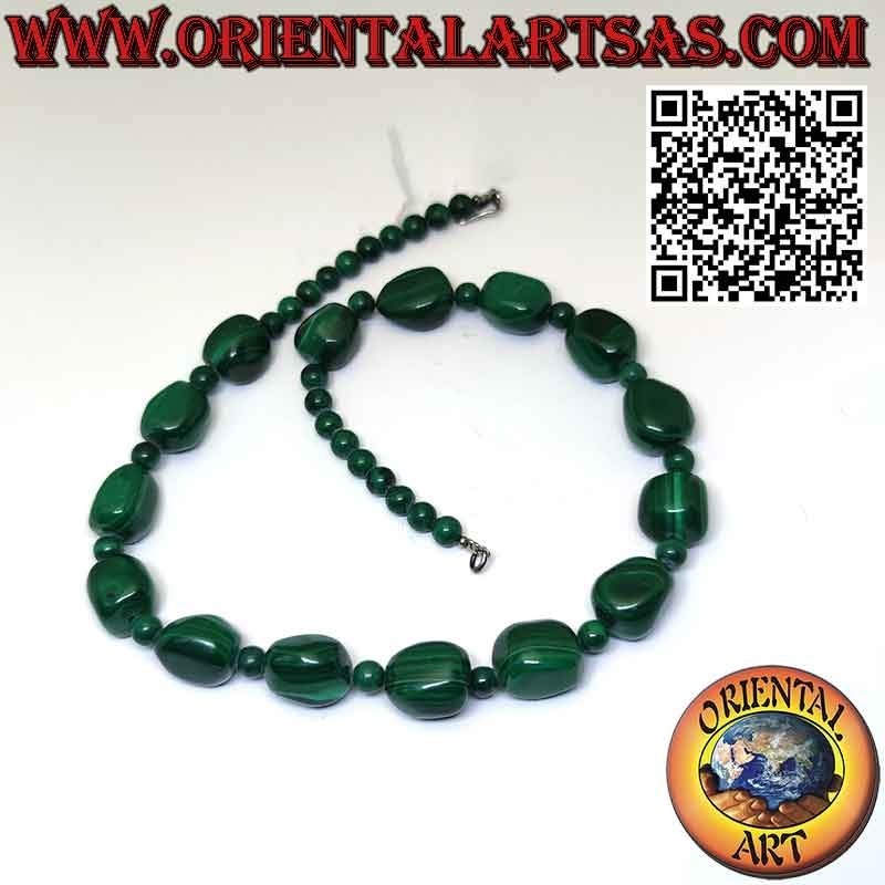 Natural Malachite Pebble & Sphere Necklace | Oriental Art