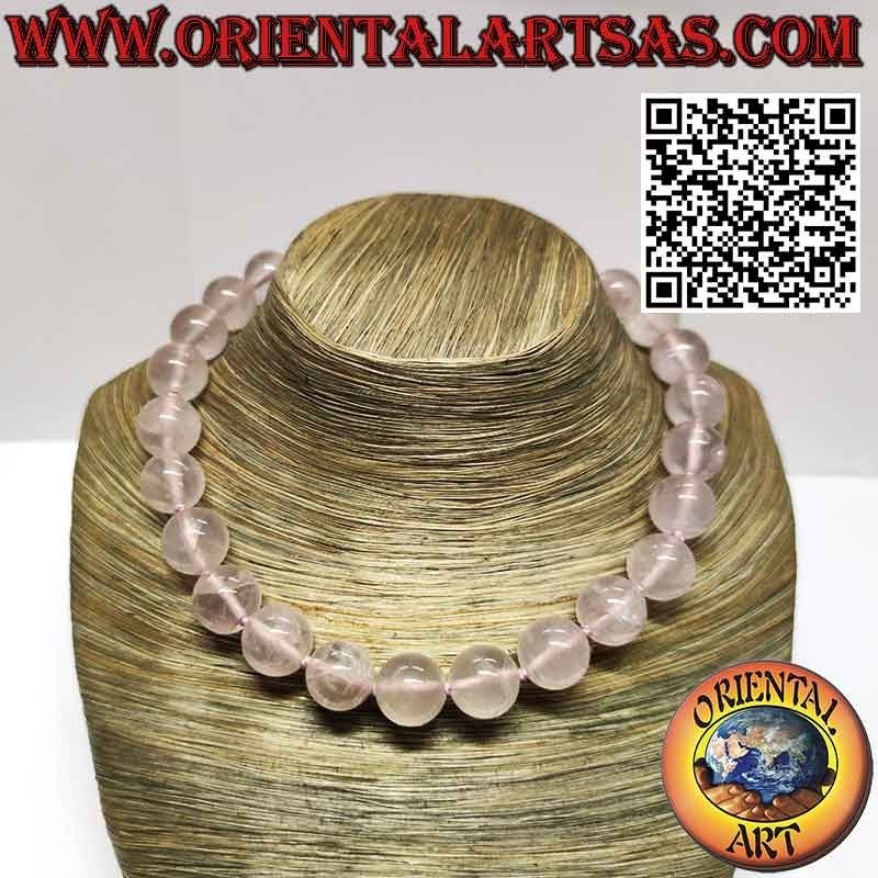 Collier Ras-du-Cou Quartz Rose Naturel 16mm Argent | Oriental Art