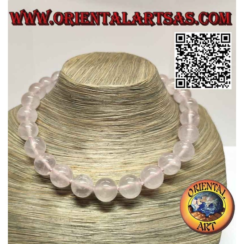 Collier Ras-du-Cou Quartz Rose Naturel 16mm Argent | Oriental Art
