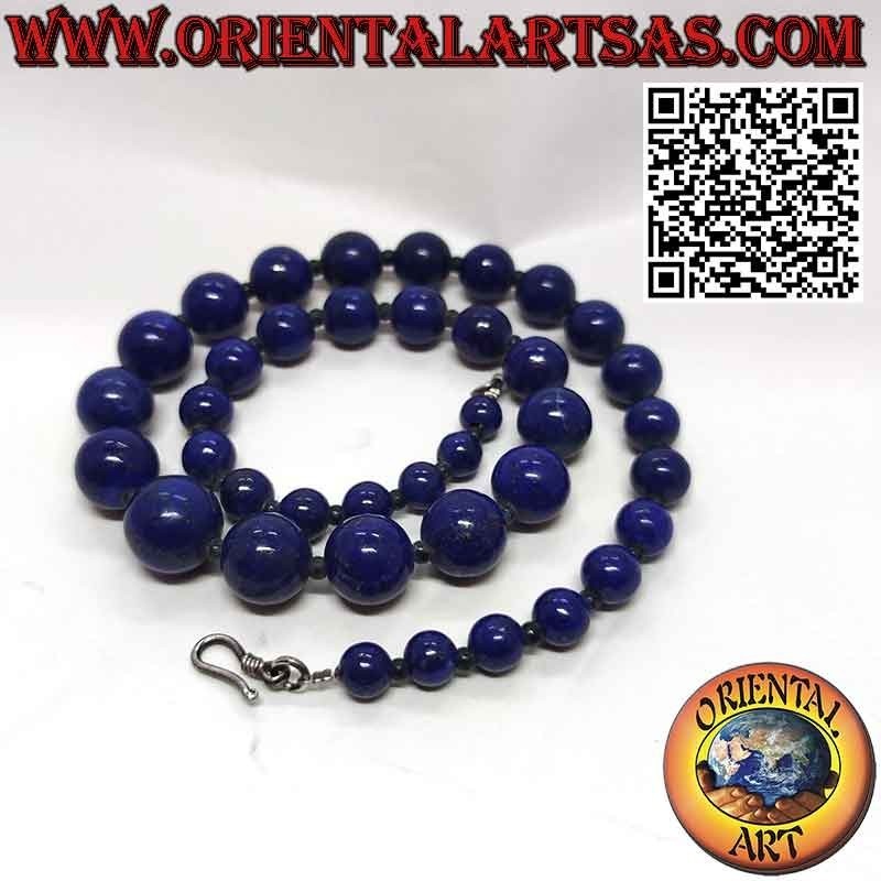 Collana Lapislazzuli Naturali Sfere Scalare | Argento